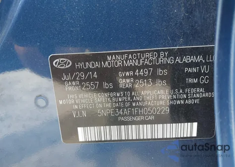 2015 Hyundai Sonata Sport from USA, damaged, VIN 5NPE34AF1FH050229